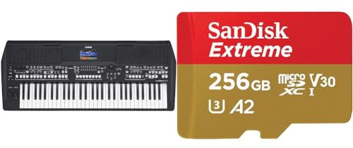 Yamaha PSR-SX600 Digital Keyboard - a Powerful Digital Workstation Keyboard & SanDisk 256GB Extreme microSDXC card + SD adapter + RescuePRO Deluxe, up to 190MB/s