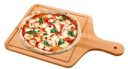 Assiettes à Pizza en Bois, Planche à Pizza en Bois, Accessoires de Pizza à La Maison, Planche à Découper, Facile à Nettoyer, Adapté aux Steaks, Gâteaux, Pizza, Fruits, Pain, Chips, 20 x 32cm