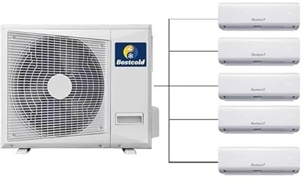 42000BTU - Condizionatore d'aria e riscaldatore split multi 9k zone senza condotto - 5 zone