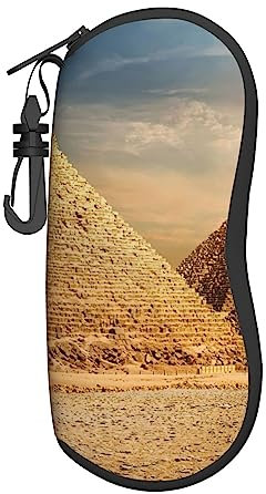 jjSFJOA Brillenetui mit grünen und weißen Blättern, Unisex, tragbar, schlank, weiche Schale, Sonnenbrillenetui, Ägyptische Pyramide in Wüste, One size