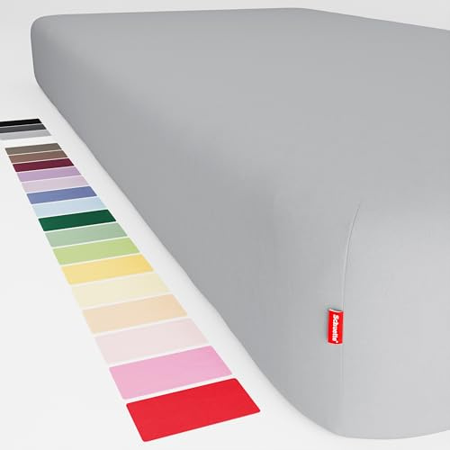 Schuette® Topper Spannbettlaken • 90x200 cm • Wow! Kollektion: Graceful Grayce (Hellgrau) • 100% Superfluff Baumwolle, Blickdicht, Faltenfrei • mit Rundumgummi • Matratzenhöhe bis 15 cm