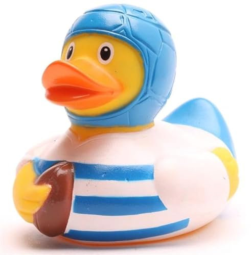 Duckshop I Badeente Rugby - inkl. Quietscheentchen-Schlüsselanhänger im Set I L9cm I Quietscheente I Geschenk für Sport Fans I Präsent Sammler