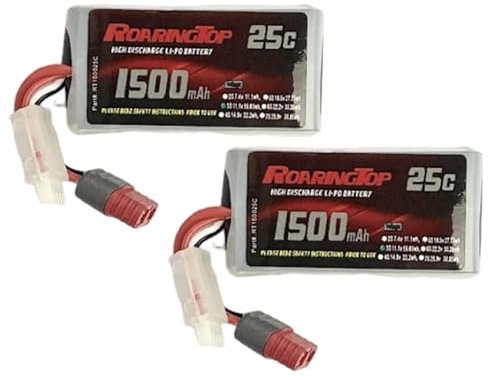 RoaringTop Batterie Lipo 3S 11,1V 1500mAh RC Lipo avec Prise T pour WLtoys 4WD High Speed RC Auto et la Plupart des Voitures RC Échelle 1/14, 1/16 Camion