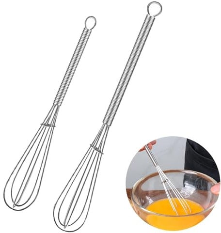 2 Pcs Small Whisk, Mini Whisk Hand Stainless Steel, Balloon Whisks for Cooking, Whisking, Mixing, Stirring, Beating (13cm+18cm)