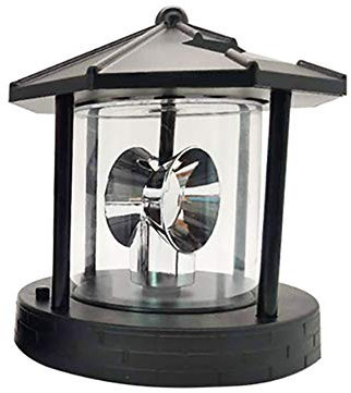 Fafeicy LED-rotierende Leuchtturm-Leuchtfeuerlampe, Energiesparendes Solar-Landschaftslicht für Gartenwege (BLACK)