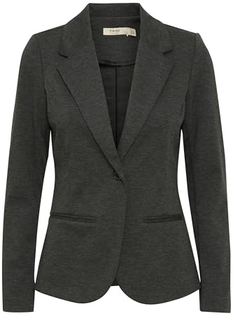 fransa FRZablazer Damen Blazer Jackenklazer Anzugsjacke mit Stretch Reverskragen 1-Knopf-Form Paspeltaschen Regular fit, Größe:L, Farbe:Charcoal Melange (202490)