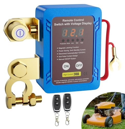 Accwork Auto Batterie Trennschalter, 12V 240A A Drahtloser Ferngesteuerter Auto Trennschalter mit LED-Anzeige automatische Abschaltung Schalter für Auto, RV, ATV, LKW