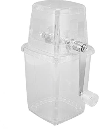 Hand Cranked Ice Crusher for Home Kitchen – Multifunctional Manual Ice Shaver, Nice for Cocktails and Iced Drinks (Transparent)