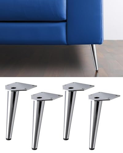 IPEA 4 Pieds de Meuble et Canapé modèle Swing - Lot de 4 Pieds en Métal - Pieds au Élégante Design pour Fauteuils et Armoires - Couleur Chromé - Hauteur 150 mm