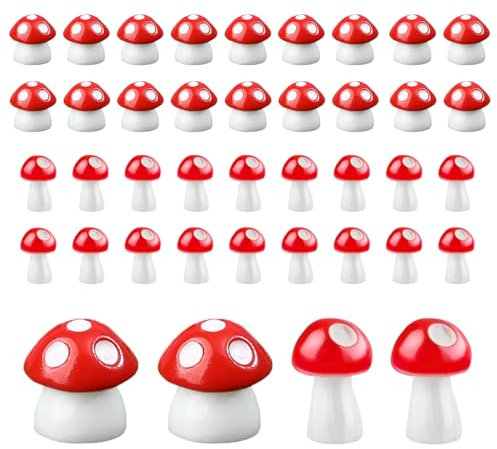 XUKZIMA 40 STK Mini Bunt Pilze, Pilz Deko, Pilz Miniatur Blumentöpfe, Gartenpilze Blumentopf, Mini Pilze Garten Töpfe, für Micro Landschaft Gartendeko