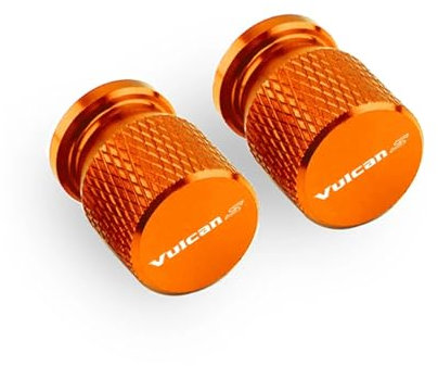 Ventilschaftabdeckungen für Motorräder Für Ka@&wasaki Vulcans Vulcan S 650 VN650 S650 1000 6 Stem Covers Aluminiumlegierung Airdust Reifenventilkappe CNC Motorradzubehör(Orange)