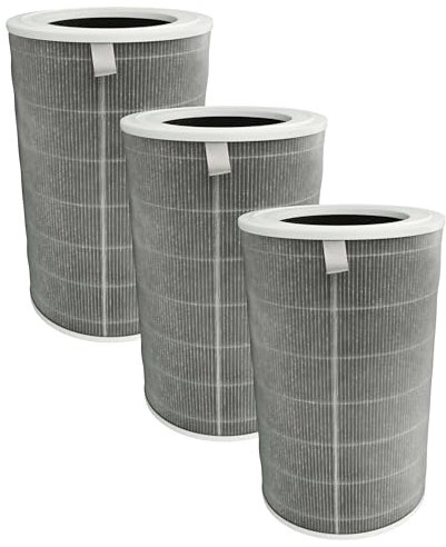 vhbw 3x filtro ai carboni attivi compatibile con Xiaomi Smart Air Purifier 4 Pro purificatore d'aria - Filtro dell'aria H12 grigio/bianco