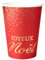SANTEX 8114-7, Lot de 10 Gobelets Joyeux Noël Scintillant 25cl, Rouge