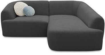 DOMO. collection Ecksofa Ansina, kleine Couch in L-Form, mit Taschenfederkern, organische Form, Sofa, Polsterecke, Eckcouch, Polstergarnitur 216 x 196 x 76 cm (BxTxH), dunkelgrau