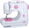 Outbit Mini Nähmaschine für Anfänger, 12 Stiche Haushalt Doppelfaden Multifunktionsnähmaschine für Kinder, Strom und Batteriebetrieb, LED Licht (Rosa)