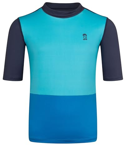 Trollkids Kinder Balestrand UV T-Shirt, Glow Blue-Navy-Pool Blue, 116 cm