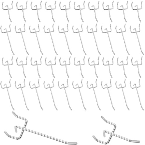 CHUENKUK 120 Stück Lochwandhaken 5cm und 10cm, 3mm für Stecktafel Werkzeugwand, Einfachhaken Pegboard Zubehör, Silber