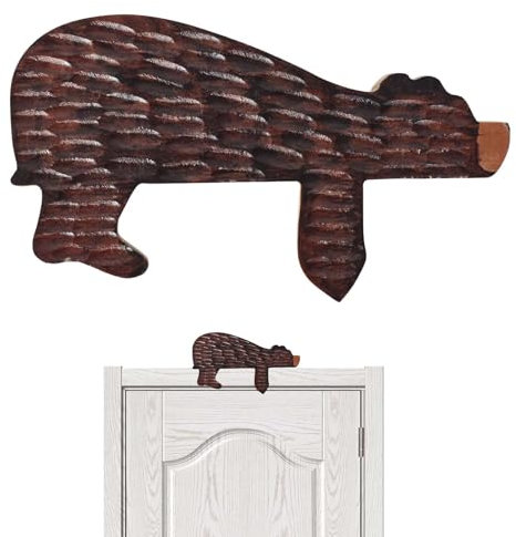 Decorazioni per Porte e Pareti, Ornamenti in Legno Fatti a Mano, Ornamenti in Legno di Orso Marrone per Cornici di Porte, Soggiorno, Camera da Letto, Librerie (Marrone)
