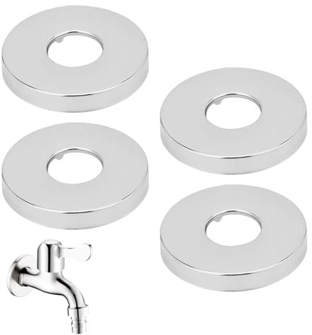 4 Pièces Rosace Mitigeur Douche,Couvercle Décoratif de Robinet en Acier Inoxydable (3/4) Ø 26 Mm X Ø 70 Mm X Hauteur 10 Mm,Rosace De Robinet Rosac Douch pour La Décoration Du Robinet,argent