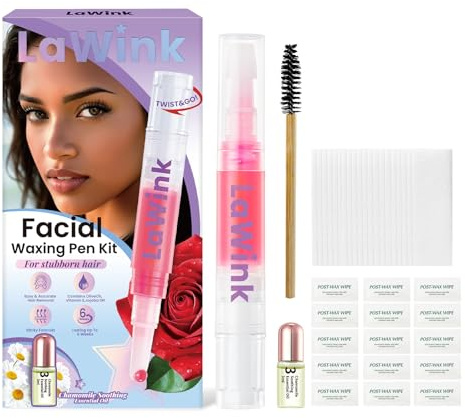 LAWINK Augenbrauenwachs Stift, Natürlicher Hochwirksame Haarentfernung Kit | Veganes Gesichtshaarentfernung Kit ohne Heizung. Reißfest & hypoallergen für präzise Augenbrauen-Formung. Sanfter Rosenaroma