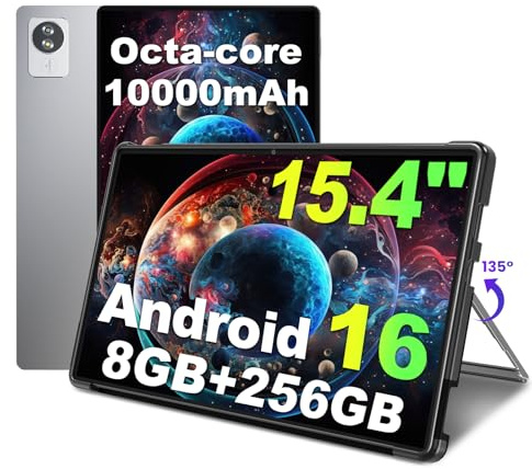 jumper Tablet 15,4 Zoll, Android 16 Tablet Helio G99 Octa-Core Prozessor | Gaming Tablets mit Ständer & Hülle, 8GB RAM 256GB ROM, Widevine L1, 10000mAh, GMS & GPS, 5MP+13MP, 4 Speakers, BT5.2