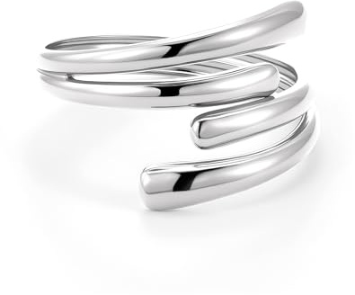 ALEXCRAFT Adjustable Gold Ring for Women Lady Hypoallergenic Forked Rings | Stainless Steel Double Layer Hollow Ring Adjustable Open Forked Branches Minimalist Statement Wide Hug Thumb Ring for Women