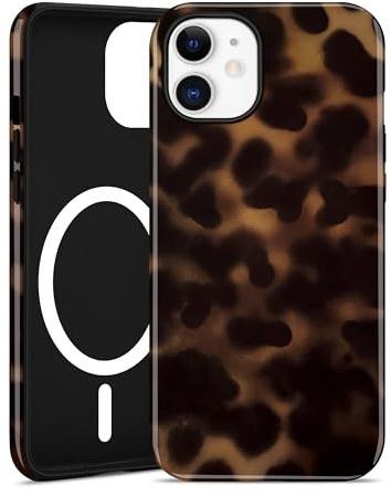 Jusy Leopard Magnetic Phone Case for iPhone 12/12 Pro, Tortoise Shell | Compatible with MagSafe, Cute Retro Aesthetic Tortoise Shell Design, Wireless Charging, TPU and PC Shockproof