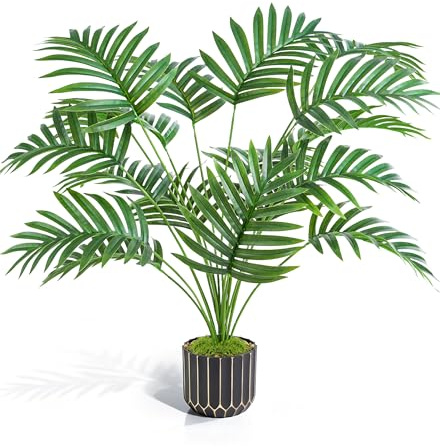 florisso 28 Artificial Areca Palm Plant Tall Fake Faux Plants Indoor Outdoor Tree for Living Room Home House Decoration