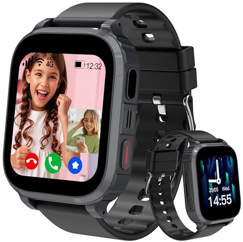 4G Reloj Inteligente Niño, Smartwatch Niños con GPS y Llamadas Teléfono Videollamada SOS Chat de Voz Modo Clase Juego IP68 Despertador, Reloj Niños con GPS y Llamadas Regalo Cumpleaños Niño Niña