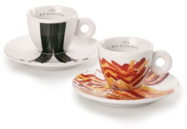 illy 25155 Art Collection, Collezione Genesi 2 Tazzine da Espresso Numerate e Firmate Monica Bonvicini e Shirin Neshat Tazze da Caffè con Piattino, Decoro B