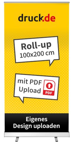 druck.de Basic Roll Up Banner bedruckt - 100x200cm - 100x200cm | Roll Up Banner bedruckt, 100x200cm, Basic, Werbedisplay, für Messe, POS und Werbung