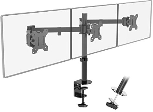 PUTORSEN Monitor Tischhalterung für 3 Monitore 13-27 LCD LED TV Bildschirme Flachbildschirm, Belastbarkeit: 7 kg/pro Monitor, neigbar 180°, schwenkbar 360°, höhenverstellbar