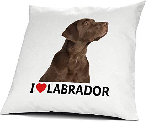 printplanet® Kopfkissen Labrador, Kissen mit Füllung I Love Labrador, 40 cm, 100% Baumwolle