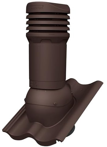Parotec Entlüftungskamin DN 125 mm passiv für Braas - Doppel-S, Nelskamp - S, IBF - Doppel-S, ProDach - Doppel-S Dachziegel Dachentlüftung, Abluftrohr, Lüftungshaube (RAL 8017 - Braun)