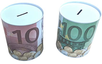 2er Set XL Spardose Euro Blechdose Metall Spardose 22 cm x 15 cm Sparschwein Geburtstag