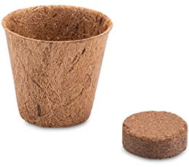 HappySeed 10 macetas de cultivo de coco y pastillas de origen sin turba para un cultivo exitoso, ideal para esquejes y semillas, diferentes tamaños (0,05 l, diámetro de 6 cm)