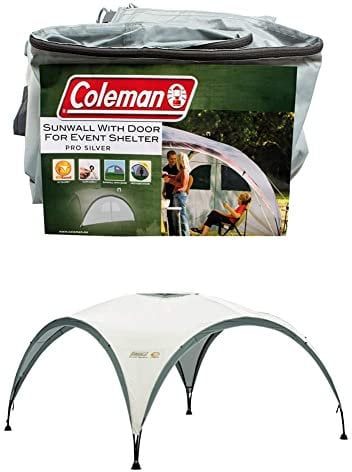 Coleman Gazebo Event Shelter L Including Side Panel with Door and Window, Garden and Camping, Sturdy Steel Poles Construction, Large Event Tent, Portable Sun Shelter with Sun Protection SPF 50+