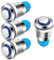 Gebildet 4pcs 12mm 3A 12-24V DC Momentanen Wasserdichte Drucktaste mit LED-Kontrollleuchte Edelstahl EIN-AUS Taste(Hoher Kopf)