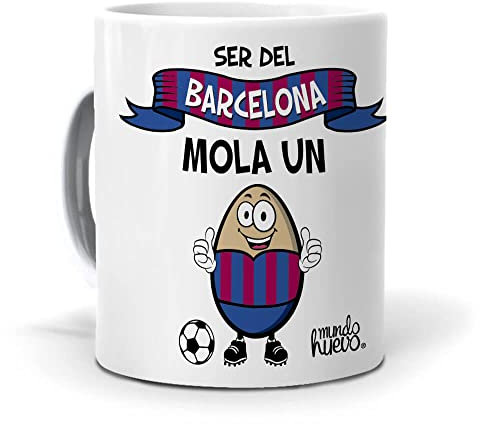Taza para hinchas | Ser del Barcelona mola un huevo | Pack con Taza, Pulsera Coleccionable y Caramelos Divertidos | Regalo Original para Cules | Perfecto para Navidad o Cumpleaños | F.C Barcelona