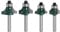 Gasea 4pcs 1/4 Shank Round Over Edging Router Bit Set, 5/16 3/16 1/4 1/8 Radius Corner Rounding Edge-Forming Corner Woodworking Milling Cutter Tool
