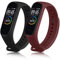 ZGCE 2 Stück Armband Kompatibel mit Xiaomi Mi Band 3/4 Armband, Bunt Silikon Wasserdicht Ersatzband für Xiaomi Mi Smart Band 4, Damen Herren (Schwarz+Weinrot)