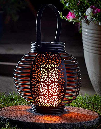 Garden Mile® Solar LED Garden Lantern Hanging Lamps Outdoor Lighting for Garden Lights for Outdoors Hanging Light Up Round Lantern Warm White Lighting