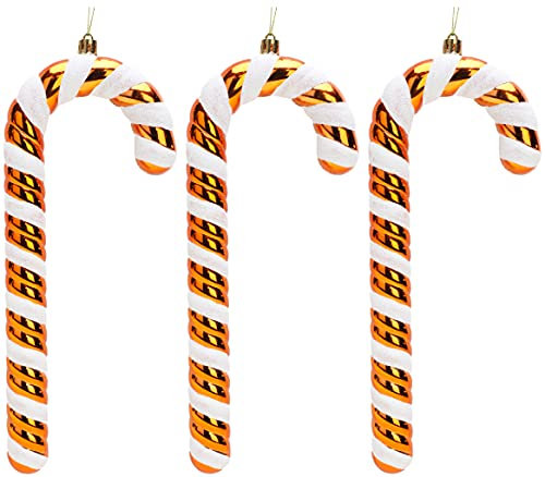 Christmas Concepts® Pack of 3–250mm (10) Extra Large Candy Cane Baubles – Shiny & Glitter Decorated – Christmas Decorations (Copper)