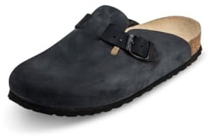 Original VITAFORM Clogs I Nubukleder-Pantoletten für Herren in Blau I Größe 36 I Langlebig & gelenkschonend mit Korkfußbett & Velourslederbezug I Echtes Wildleder I Echte Handwerkskunst