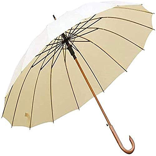 FGHSD Umbrella Windproof Umbrella Pavilion Semi-automatic Tarpaulin Large Folding Umbrella Double-layer Windproof Solid Wood Umbrella Surface Long Handle 115 Cm Sunny Umbrella (F)