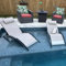 PURPLE LEAF XXL Lot De 2 Chaises Longues de Jardin avec Table, Bain de Soleil 5 Positions De Réglage, pour Terrasse, Pelouse, Jardin, Piscine, Beige
