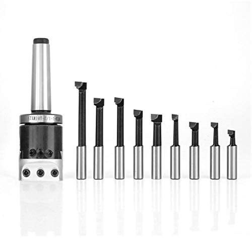 Jeu de Têtes D'alésage avec MT3-M12 Arbor F1-12 Tête D'alésage de 50 Mm et 9 Barres D'alésage de 12 Mm Adaptées aux Fraiseuses, Façonneuses et Perceuses