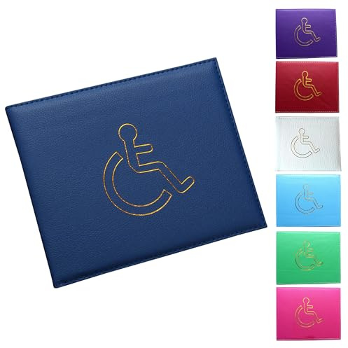 Glamified, glam Soft Leather Disabled Badge Holder Wallet Disability Parking Badge Cover Holder by Disabled Blue Badge Display Holder (Blue)