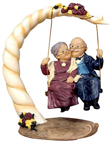 NEFSO Kleine Ornamente aus Harz, Schaukel, Alter Mann, alte Dame, Ornamente, Desktop-Handwerk, Cartoon, alte Eltern, Figur, Wohnkultur, Zubehör, Hochzeitsgeschenke