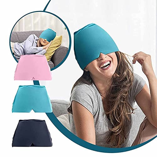 MJZYP Kopfschmerzlinderungshut, 2022 New Gel Ice Headache Hat, Migräne Ice Head Wrap Cap, Weiche und Flexible Kältekompresse, Kältetherapie Migräne-Gel-Eiskappe pink